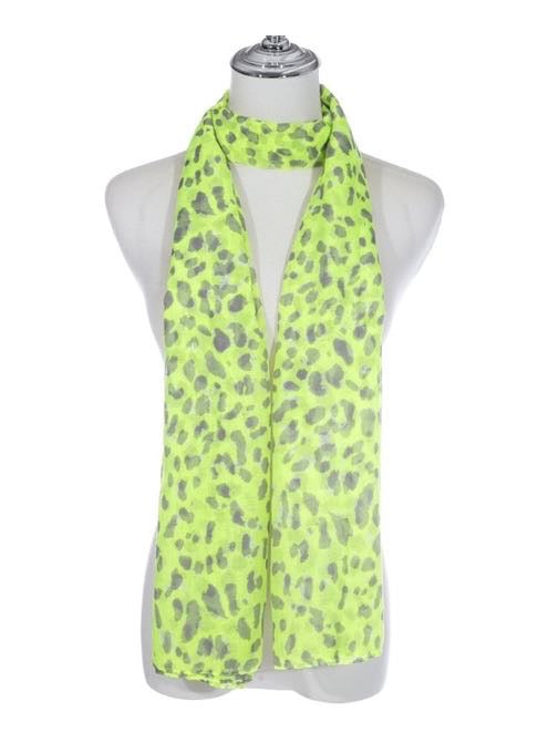 Yellow and grey leopard print scarf