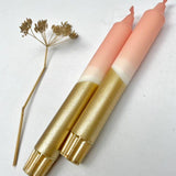 Blush Pink & Gold Dip Dyed Dinner Candles