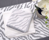 Zebra Print Sculpted Towels in Luxury Cotton - White/Grey
