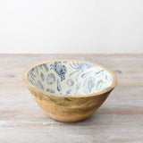 Coastal enamel and wooden bowl