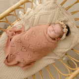 100% Luxury Cotton Receiving Swaddle Baby Blanket - Heart