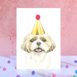 Shih Tzu Pompom Birthday Card