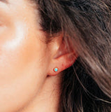 Gold Tiny Turquoise Gemstone Stud Earrings