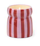 CABANA RED/PINK STRIPED CERAMIC CANDLE - PINK PEPPERMINT