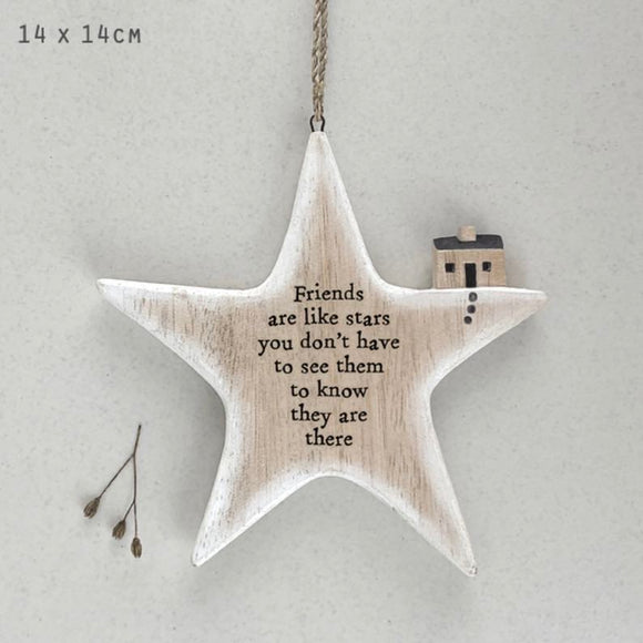 'Friends Are Like Stars' Wooden Star Hanger - East Of India