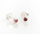 Silver tourmaline tiny gemstone stud earrings
