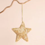 Beaded gold star hanging decoration
