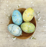 Blossom Painted Hanging Wooden Egg Easter Decoration - East Of India