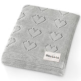 100% Luxury Cotton Receiving Swaddle Baby Blanket - Heart