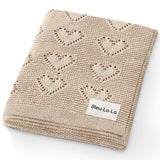 100% Luxury Cotton Receiving Swaddle Baby Blanket - Heart