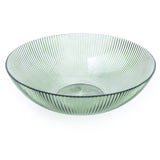 Large Green Ridged Glass Bowl