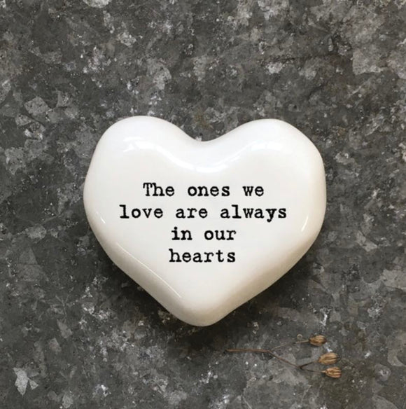 ‘The One’s We Love' heart porcelain pebble - East of India