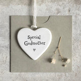 Special Godmother Porcelain Hanging Heart - East Of India
