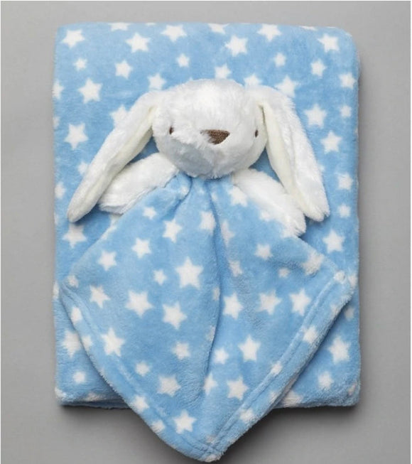 Baby Boy Blanket And Bunny Comforter Set