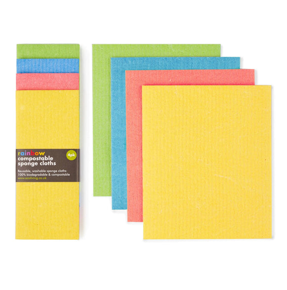 Compostable Sponge Cleaning Cloths 4 Pack - Rainbow