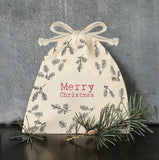 Merry Christmas Drawstring Berry Bag (small)- East Of India