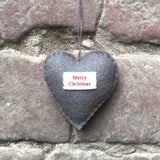 Merry Christmas grey felt hanging Christmas hear decoration