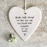 'People Walk’ Porcelain Hanging Heart - East Of India