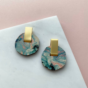 Irregular Marble Circle Stud Earrings