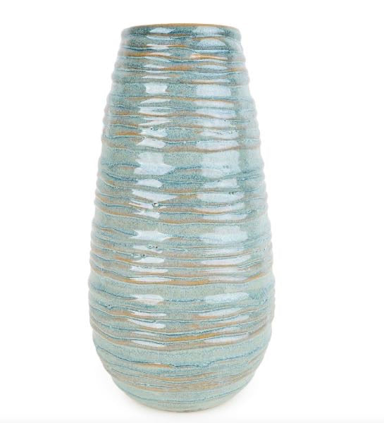 Large Ridged Vase - reactive blue glaze