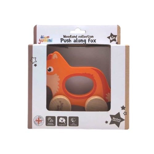 Jumini push along fox wooden rolling toy 6 months plus