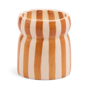 CABANA 6.5OZ/184G RUST STRIPPED CERAMIC CANDLE - SIENNA SUNSET BOXED