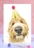 Golden Doodle Dog Pompom Birthday Card