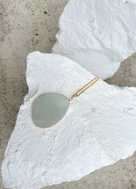 Amazonite Disc Gold Plated Gemstone Crystal Necklace