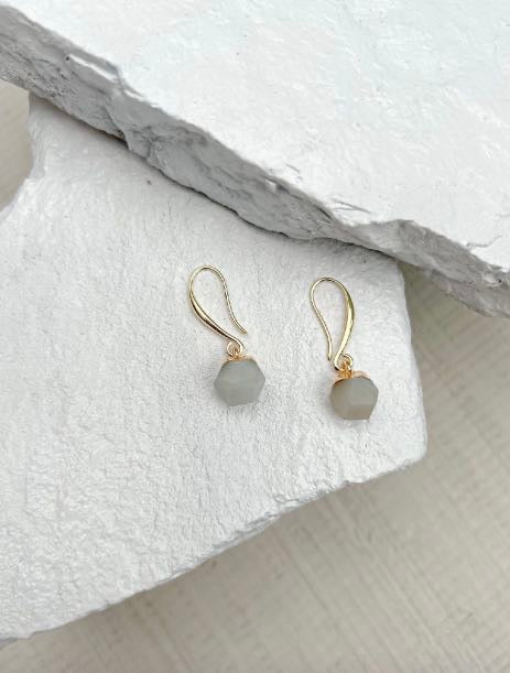 Amazonite Nugget Gold Plated Gemstone Crystal Earrings