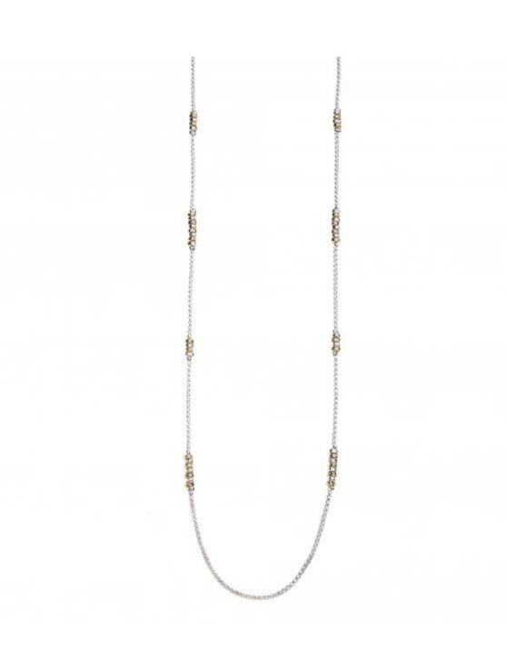 Gold & Silver Cubed Long Necklace