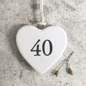 40 Porcelain Hanging Heart - East Of India