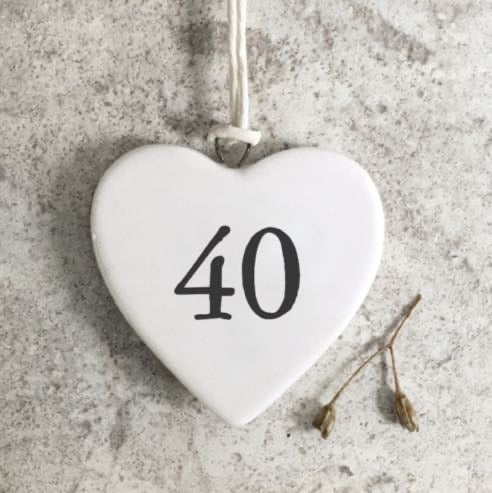 40 Porcelain Hanging Heart - East Of India