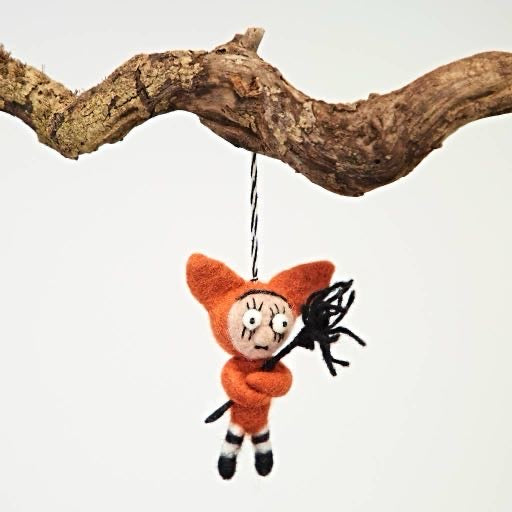 Felt Trick-or-Treater Fox Hanging Decoration - Handmade