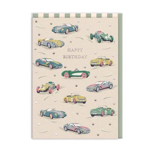 Race cars birthday card