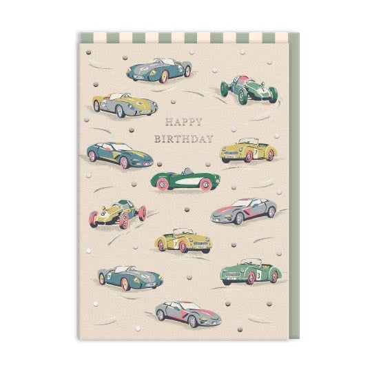 Race cars birthday card