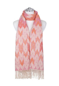 Pink Purple Heart soft feel winter scarf with heart design 