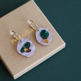 Puddle Hoop Earrings in Teal or Lilac