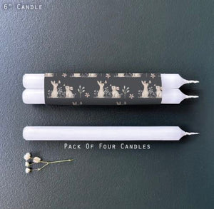 Rabbit Design Wrapped Set of 4 Candles - East Of India