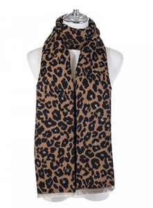 Chocolate Leopard Print Scarf