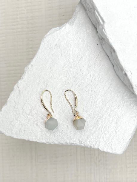 Amazonite Nugget Gold Plated Gemstone Crystal Earrings