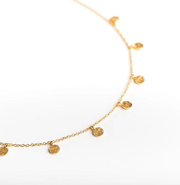 Gold Mini Hammered Disc Necklace