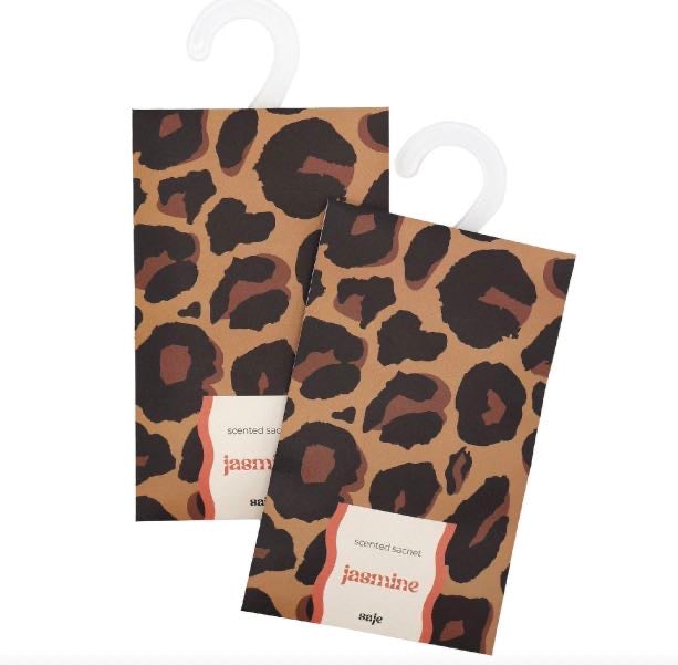 Saje Scented Hanging Sachet - Set of 4 Jasmine - Leopard Print Design