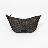 Half Moon Crossbody Bag - Khaki Leopard Print, Nylon/PU-Sarta