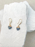 Aventurine Blue Small Heart Gold Plated Gemstone Earrings
