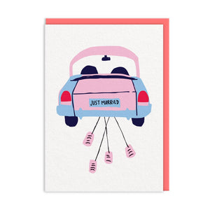 Just Married Car And Cans Card