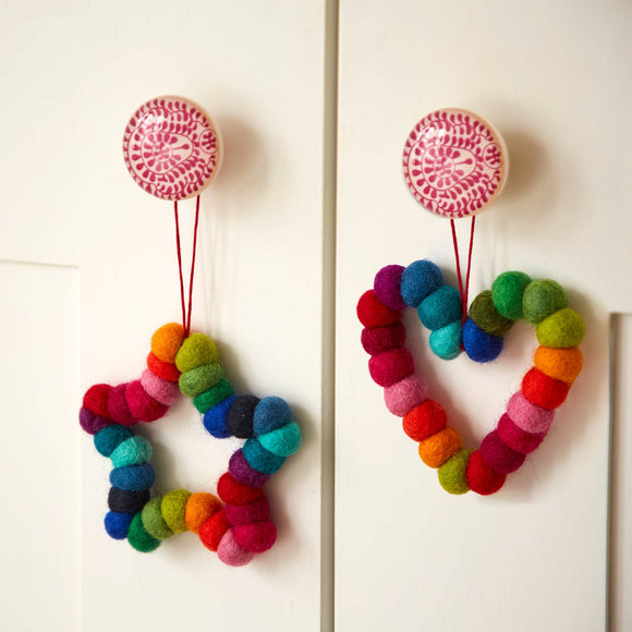 Felt Multicoloured Heart/ Star Hanging Decoration