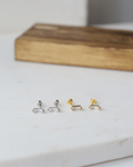 Rectangle Sparkle Stud Earrings in Sterling Silver/ Gold