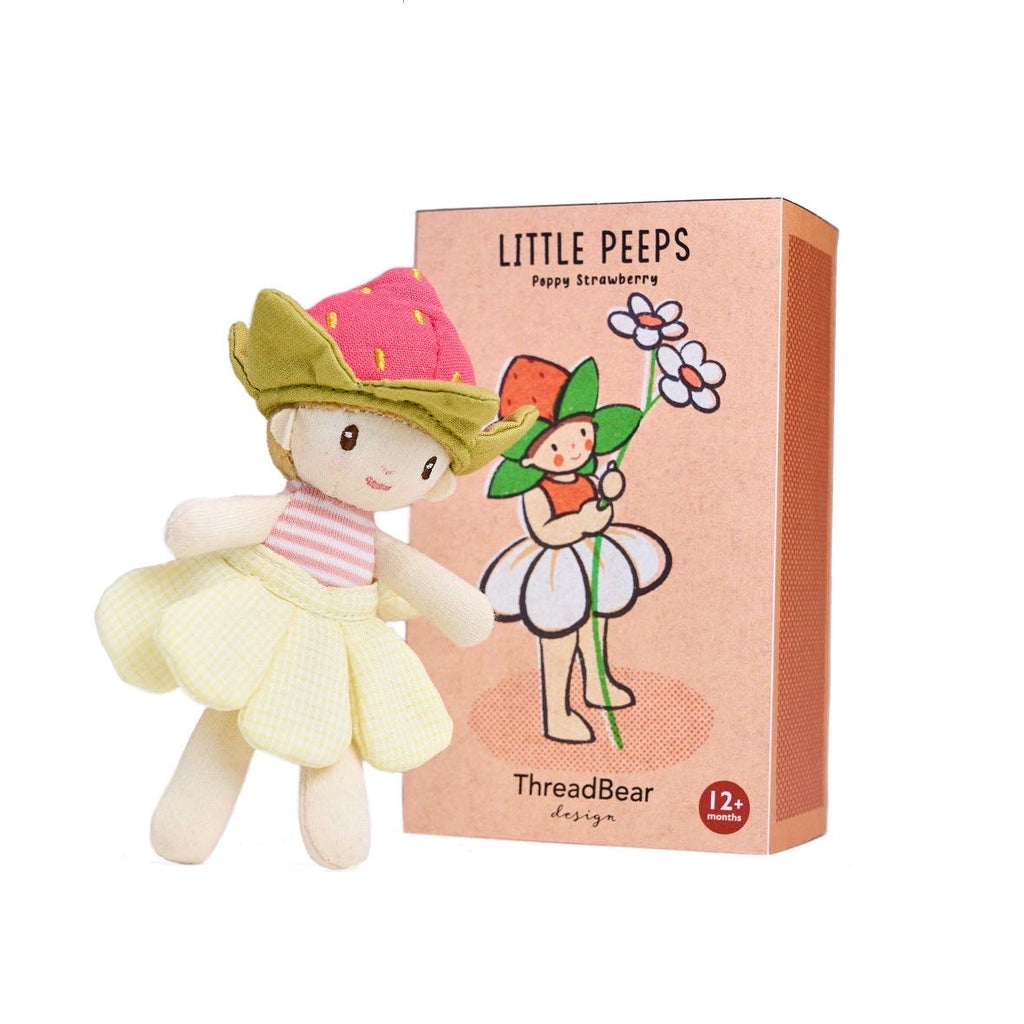 ThreadBear Little Peeps Poppy Strawberry - Matchbox doll 12cm