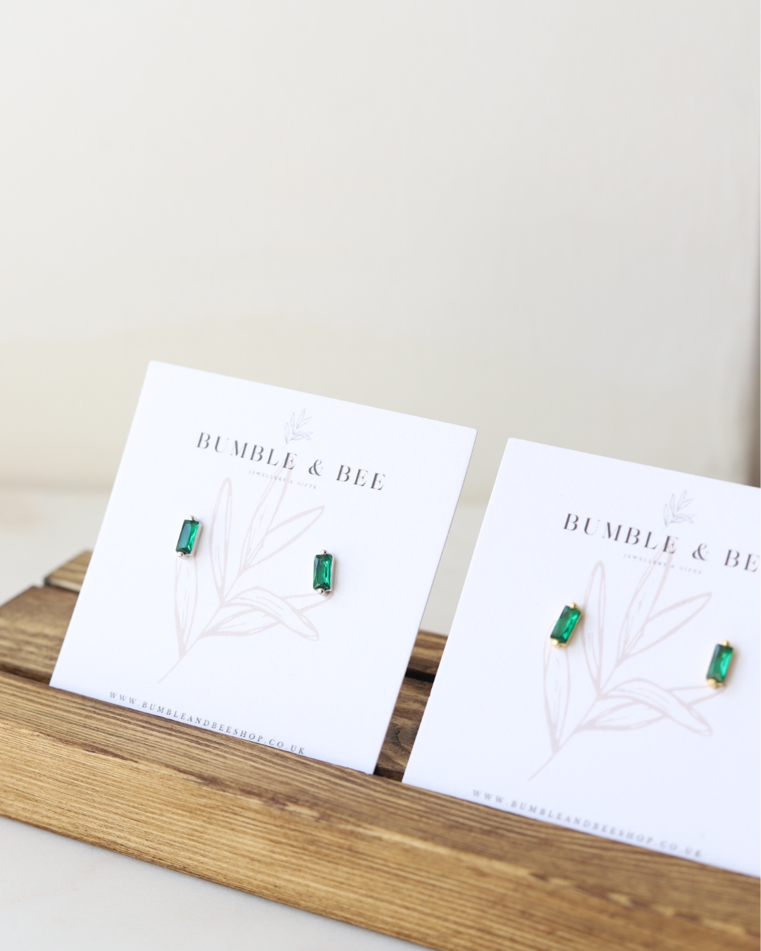 Rectangle Sparkle Stud Earrings in Sterling Silver/ Gold