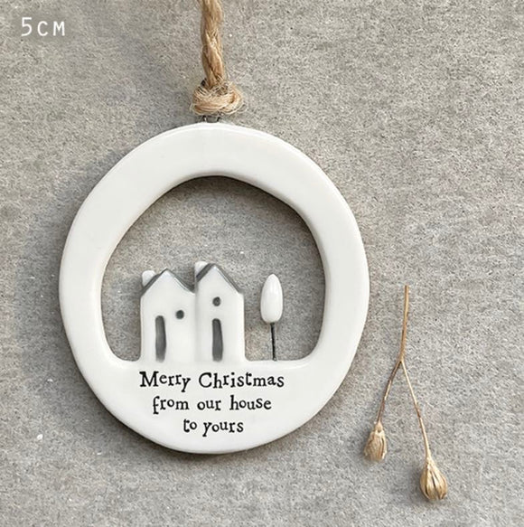 Merry Christmas Cut Out Porcelain Hanger - East Of India
